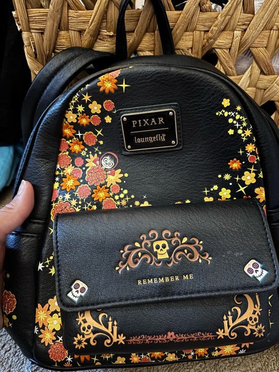 Loungefly Handbags - Loungefly Black Floral "Remember Me" Mini Backpack - Pixar